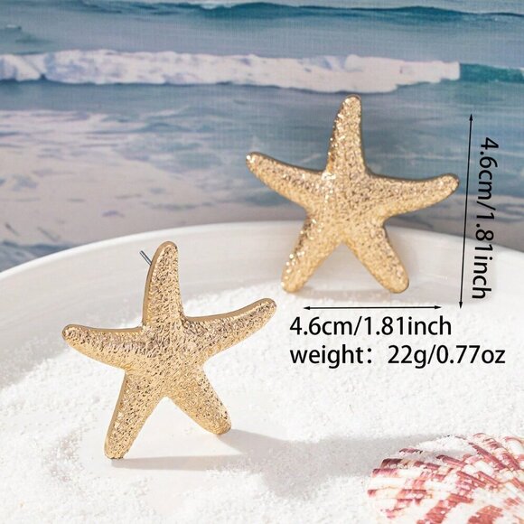 Gold Sexy Women's Cross-Border Hot-Selling Ocean-Themed Starfish Earrings - Picture 6 of 8